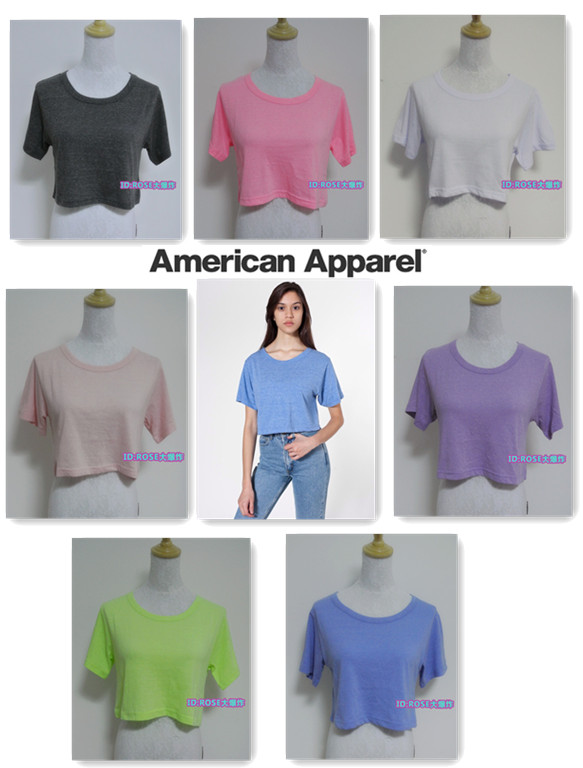 American Apparel/AA官网同款烧毁短款短袖 露脐t恤