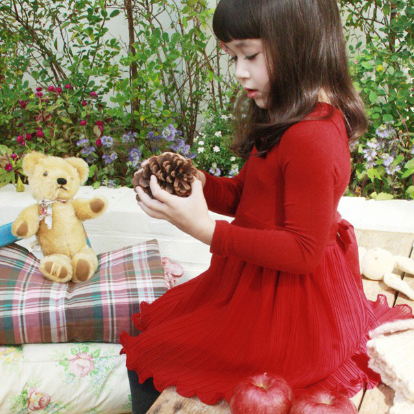 2012年童装女童春秋装韩版裙子 儿童长袖公主裙大红色长袖连衣裙