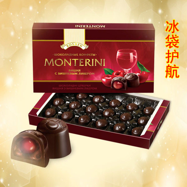 【新货】 进口樱桃伏特加酒心巧克力礼盒装 特价纯黑巧克力零食品