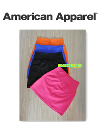 AA/American Apparel2014复古弹力紧身高腰纯色包臀迷你短裙
