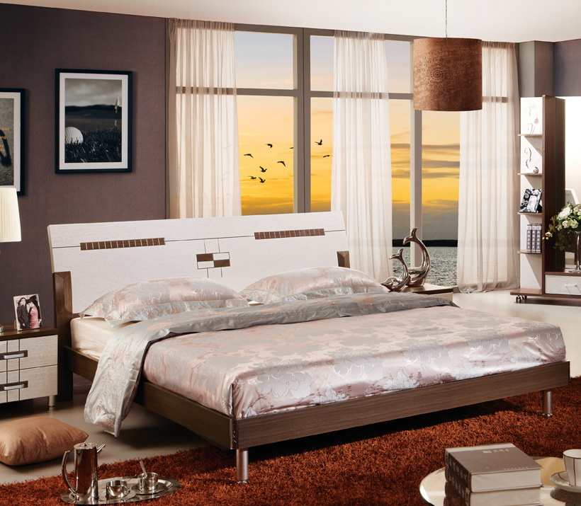 森琴家居 卧室家具现代简约板式床 时尚婚大床 1.5/1.8米双人床