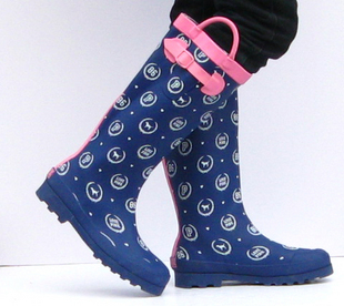 维多利亚的秘密 pink gilr 蓝色经典款雨鞋水鞋胶鞋套鞋雨靴