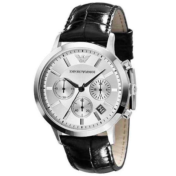 【淘易】正品 阿玛尼手表 男士手表 皮带 时尚 白色 AR2436