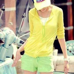 韩国新品防晒衫 多色防紫外线小衫 桔色黄色纯白促销