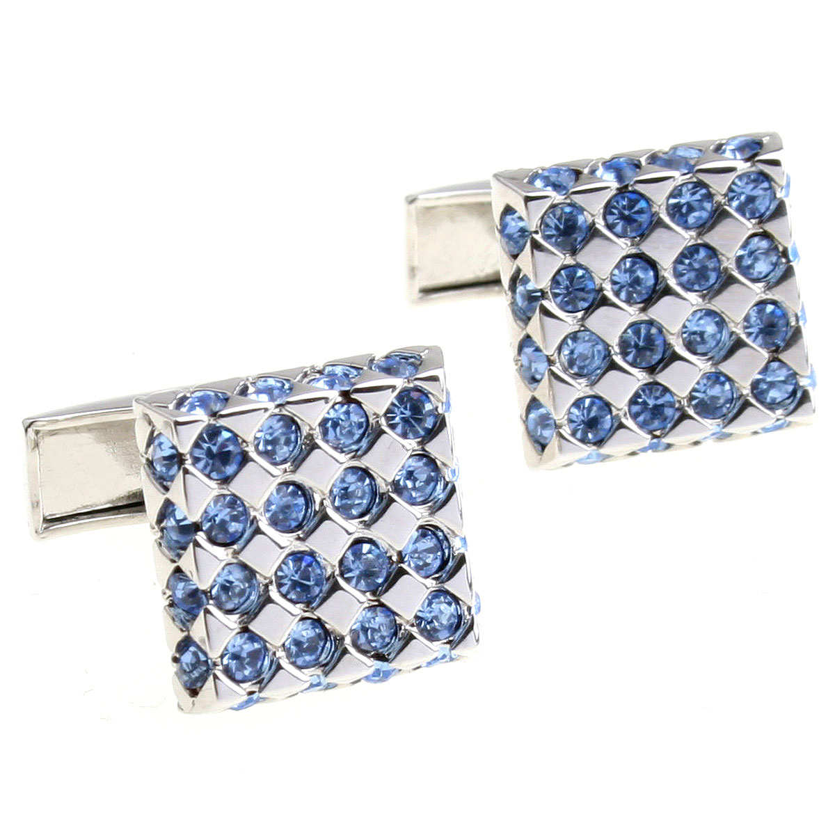 璀璨星空 蓝色水晶 银金共两色方形精致袖扣 袖钉156317