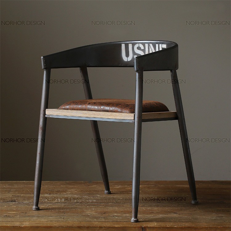 包邮美式乡村做旧复古餐桌椅铁艺沙发椅子時尚休闲咖啡店椅电脑椅