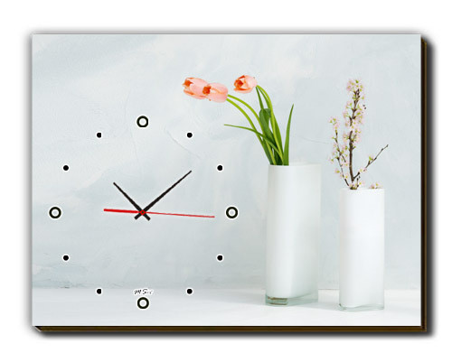 客厅餐厅家居单联无框画配电表箱框装饰画钟表挂钟花卉现代画229s