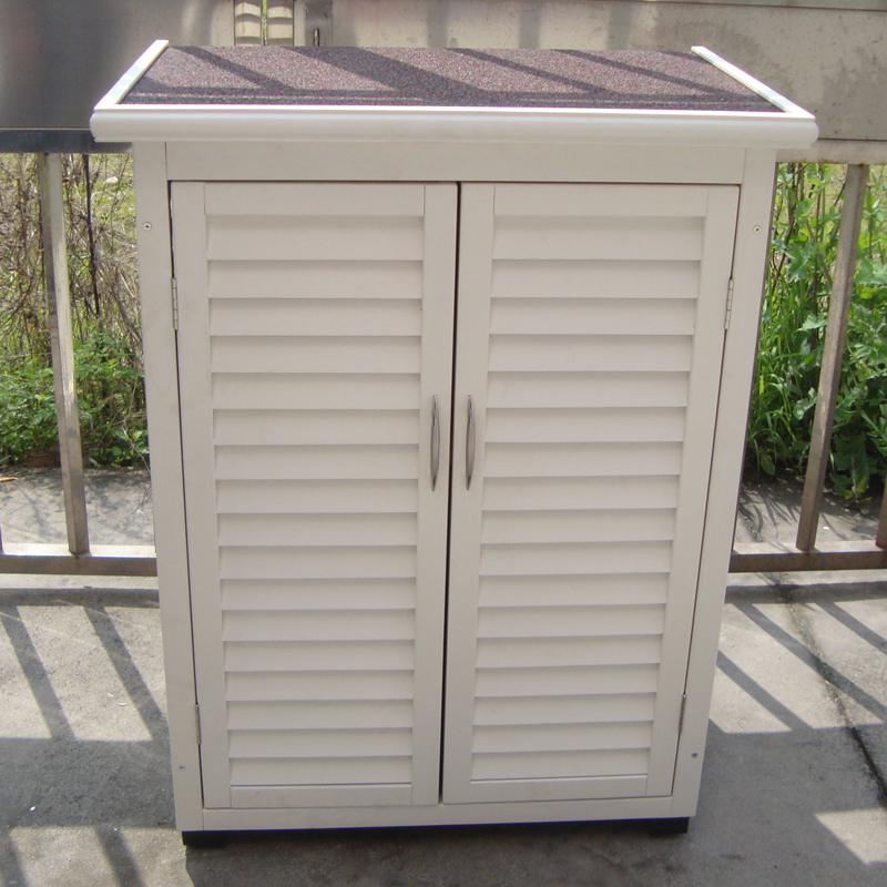 【天天特价】户外花园阳台浴室防水带门实木柜子收纳储物柜置物箱