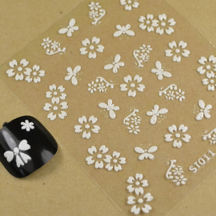 美甲用品 指甲贴纸 贴花 DIY立体贴纸 3D小白花 带背胶 丨百花系