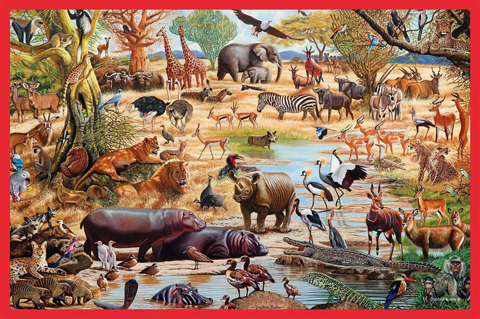 送给宝宝BB礼物 安全玩具 天美动物拼图60片 非洲樂園60003