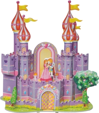 紫色城堡3D拼图立体拼图3D纸模型童话建筑模型手工拼图玩具589-H