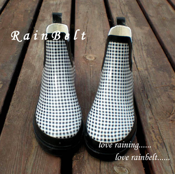 特价！RAINBELT 经典意大利格 时装雨鞋 低帮 水鞋 两色 RB-228