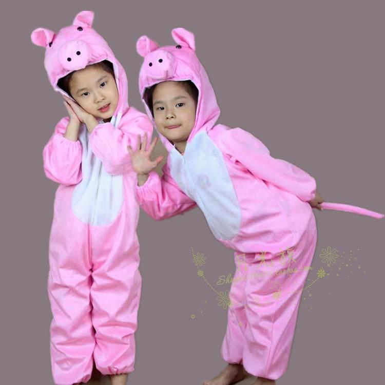 圣诞节儿童动物表演服装粉红色小猪衣服成人cosplay舞会演出服饰