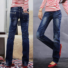 2010新款女式牛仔裤 女 韩版小直筒休闲 修身 修腿长裤