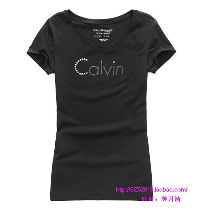 特价2012 包邮  Calvin Klein正品 CK女装短袖圆领铆钉短袖T恤