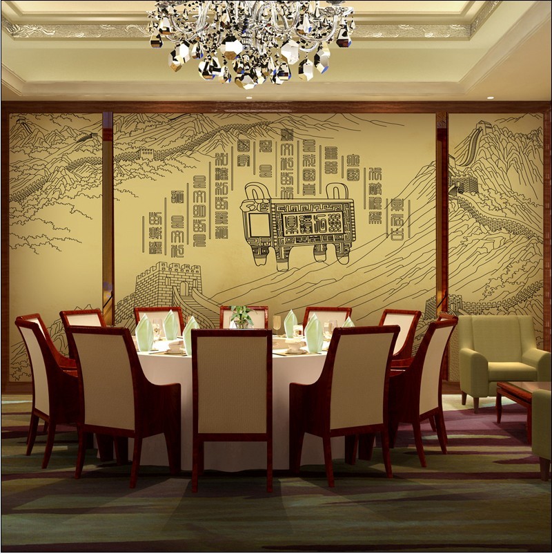 易卡家居 大型壁画 书房客厅背景墙壁纸 个性定制 鼎 中国风