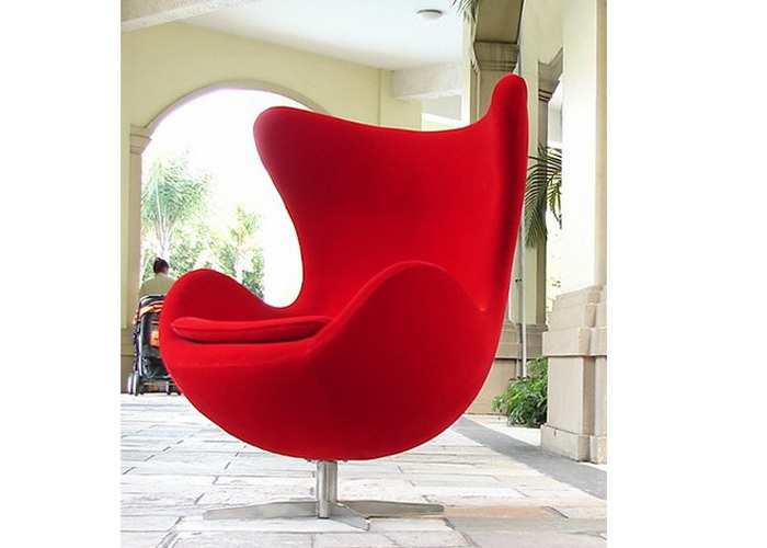经典设计鸡蛋椅Egg chair 玻璃钢内壳高级绒布休闲转椅子创意家具