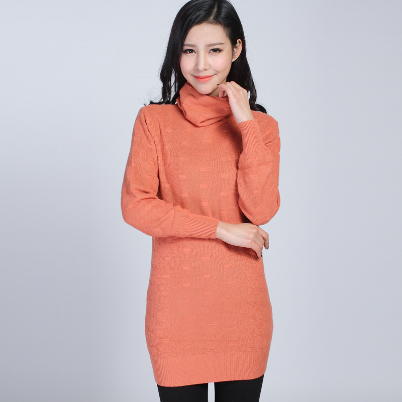 【淘牛品】韩版新款毛衣女 中长款堆领打底修身打底衫 冬装毛衣