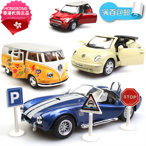 儿童玩具汽车模型仿真原厂合金车模回力大众路虎福特MINI跑车带标