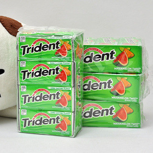 美国进口  Trident木糖醇 口香糖  西瓜哈密瓜口味  一盒18片装
