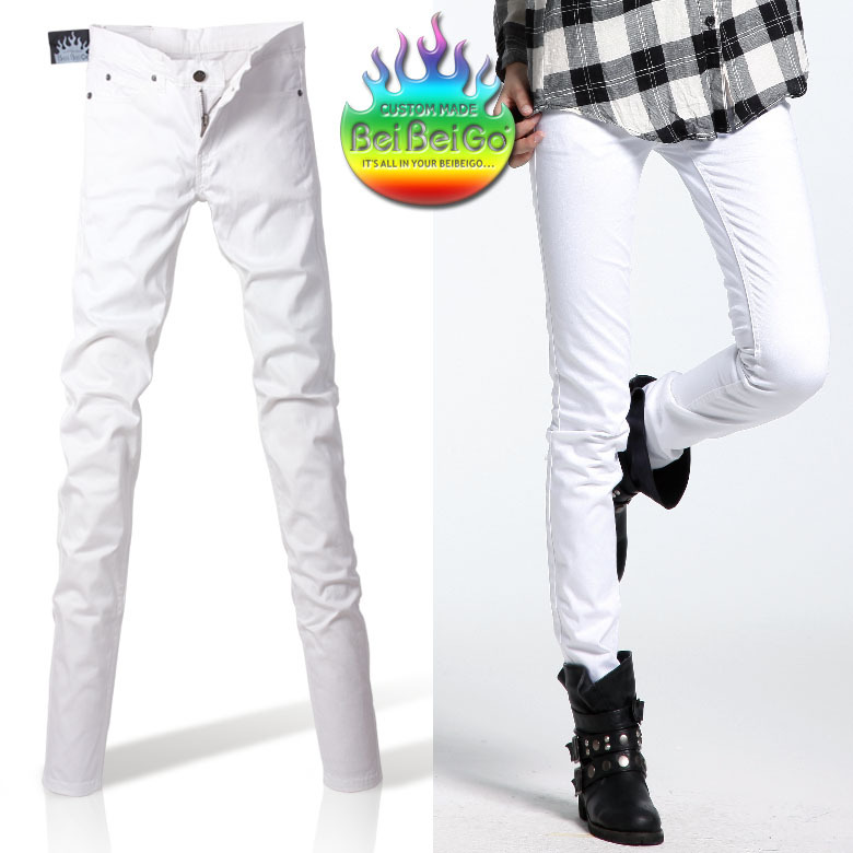 BEIBEIGO 2012韩版女款全白OL显瘦修身休闲裤白色裤子铅笔裤 特价