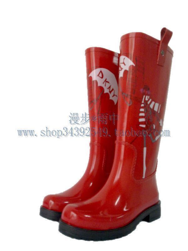新货-红色雨伞丽人雨鞋(雨靴/水鞋/水靴/胶鞋/套鞋/靴子/硫化鞋)