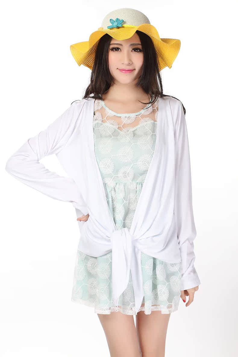 2014夏韩版新款针织长袖防晒衣 不规则薄款空调衫防紫外线正品女