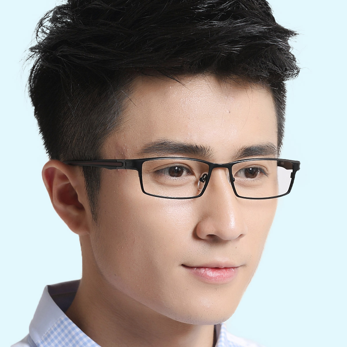 创意无螺丝近视眼镜框男士全框金属新款韩版方形圆角光学眼镜架潮-阿里巴巴