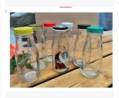 300ml 玻璃 酸奶瓶 布丁瓶 奶茶瓶 星巴克咖啡瓶 果汁瓶密封带盖