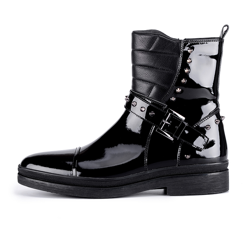维思诺冬季新款男式皮靴 保暖铆钉靴 扣带潮流男靴 短靴VS226B-2