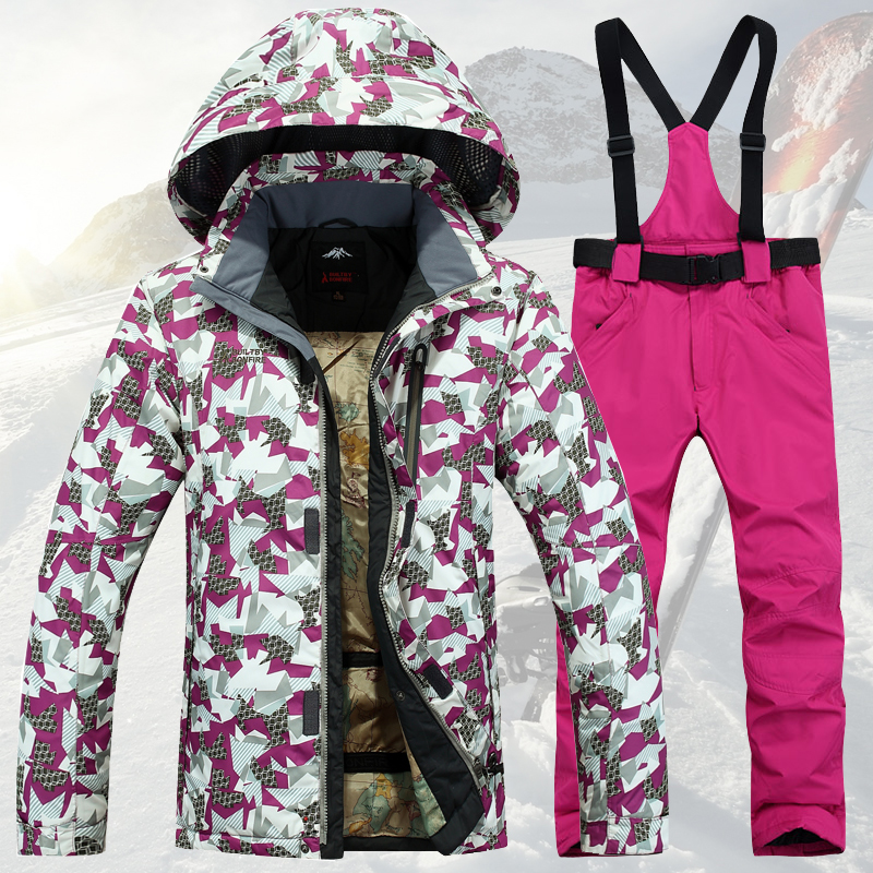 户外滑雪服套装女防水透气保暖大码滑雪衣套装单双板运动登山服冬