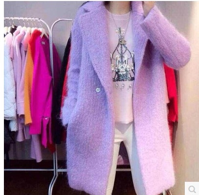 韩国新款2015冬装新款修身毛呢外套中长款呢子大衣女