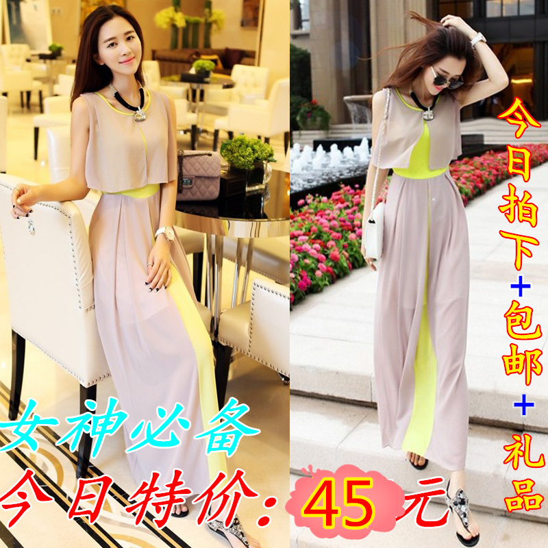 2015春夏新款韩版大码女装气质波西米亚夏季长款雪纺连衣裙女长裙