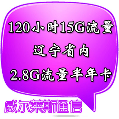 沈阳市内超大卡 120小时15G 季度卡 电信3G无线上网卡 2.8G半年