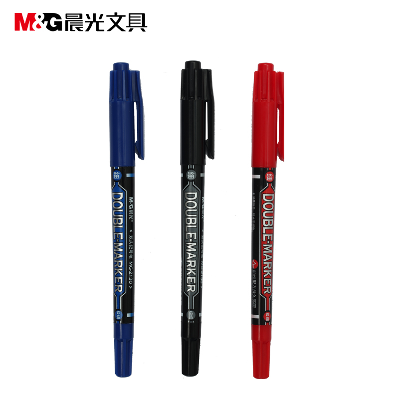 晨光记号笔 小双头勾线笔 擦不掉油性小双头记号笔 描线笔MG-2130