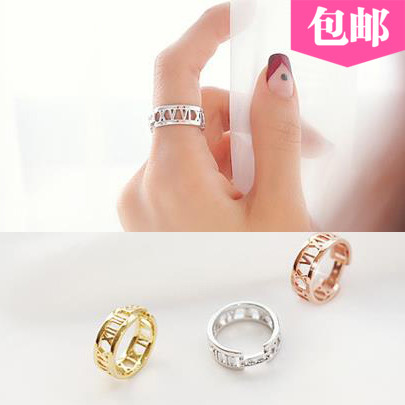 韩国包邮正品韩版进口首饰品女罗马数字宽款简单细款食指戒指环