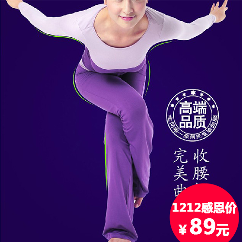莱美2014新款瑜伽服长袖套装 女 莫代尔显瘦舞蹈健身瑜珈服含胸垫