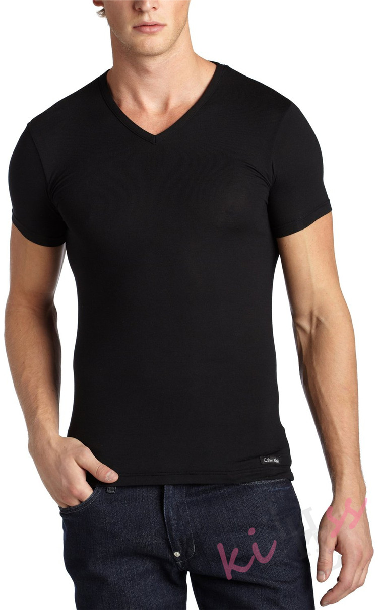 Calvin Klein新款2015性感男士莫代尔打底衫修身短袖美国正品现货