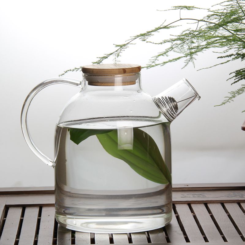 夏季疯抢包邮加厚大容量玻璃茶壶过滤竹盖耐热玻璃冷水壶泡茶壶