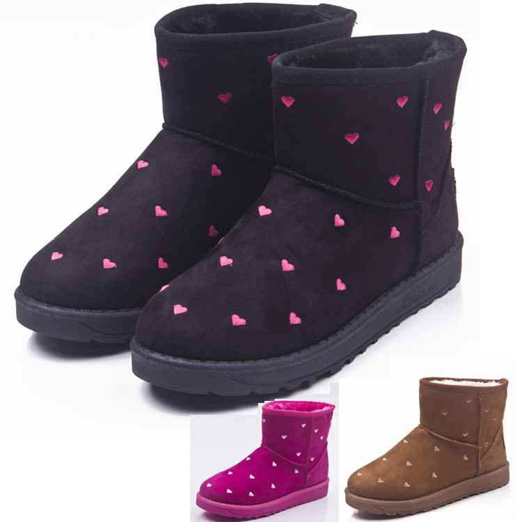 2014冬季新款雪地靴防滑棉鞋皮毛一体女靴保暖加厚短筒靴简约棉靴
