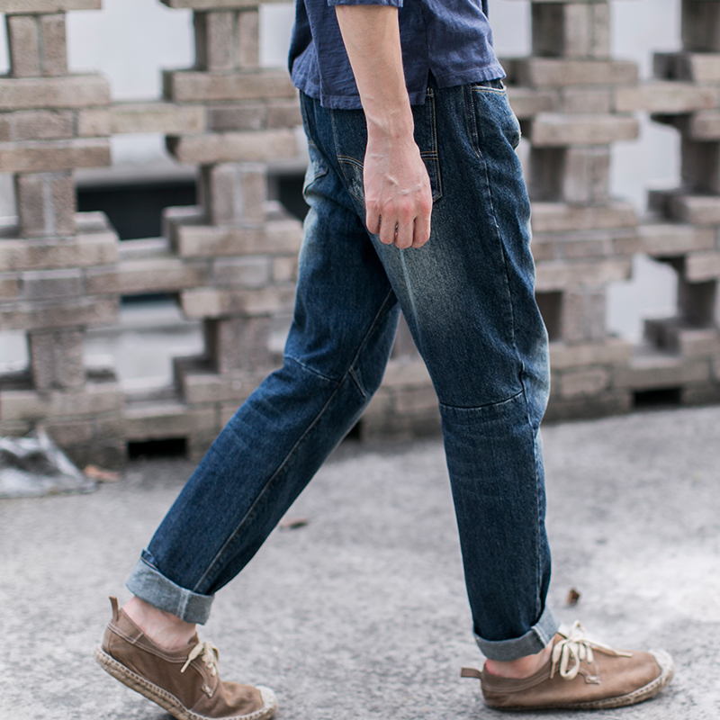 几立|龙脊背 切线牛仔裤男士秋冬休闲牛仔裤修身型锥形裤原创设计