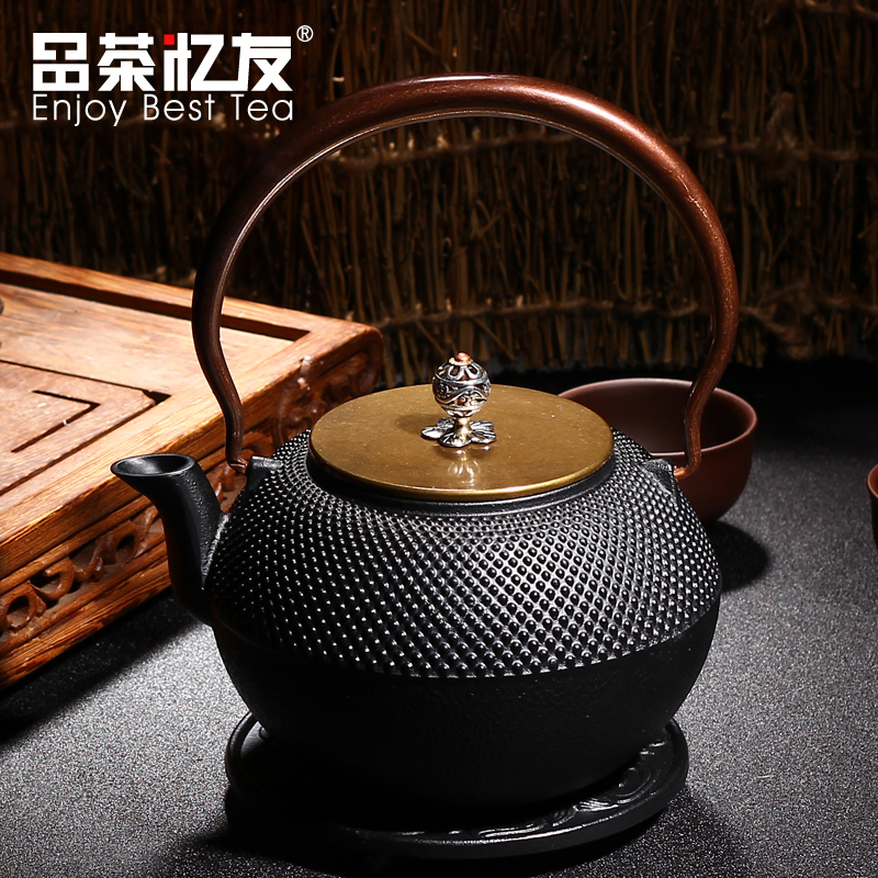 品茶忆友 粒子铁壶 铜盖铸铁壶 日本南部老铁壶 煮茶烧水生铁壶