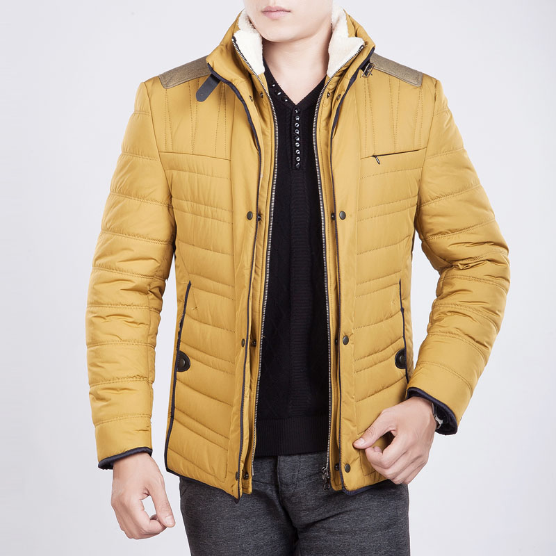 2014秋冬利郎男装 加厚保暖夹克 男士长袖棉衣外套165616黄色