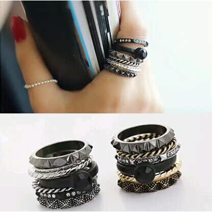韩国韩版欧美复古时尚水钻朋克夸张装饰戒指女食指饰品配饰指环