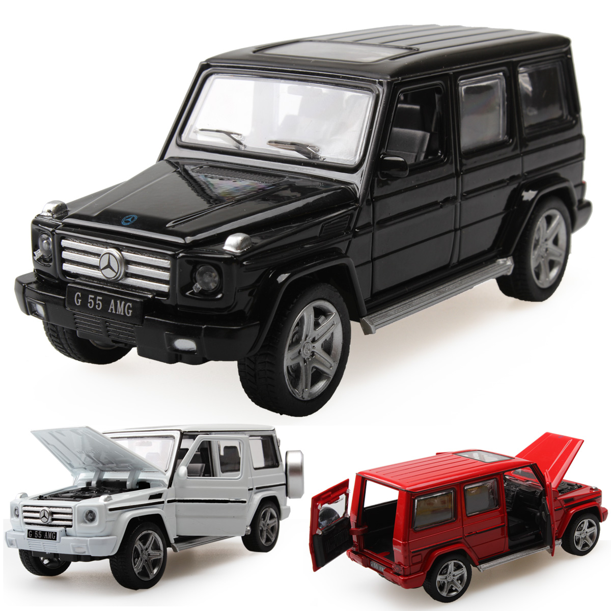 美致盒装1:32奔驰G55越野车SUV声光回力合金汽车模型车模儿童玩具