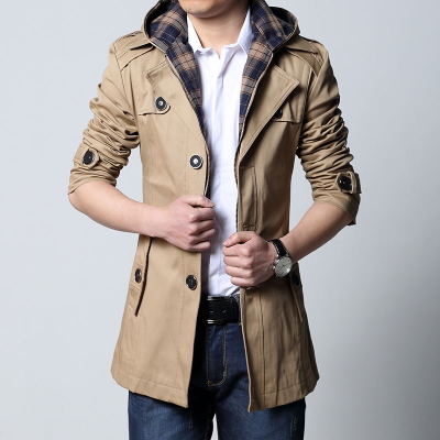 美特斯邦威2014秋冬季新款韩版修身休闲外套卡宾时尚男中长款风衣