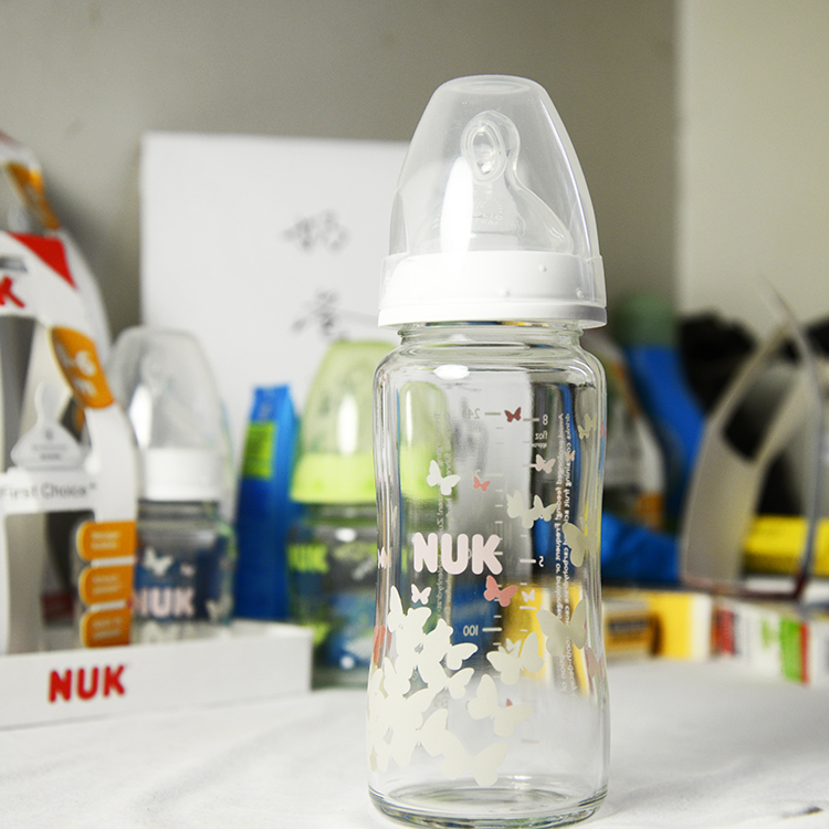 nuk玻璃奶瓶防胀气新生儿婴儿德国本土代购进口现货弧形宽口240ml
