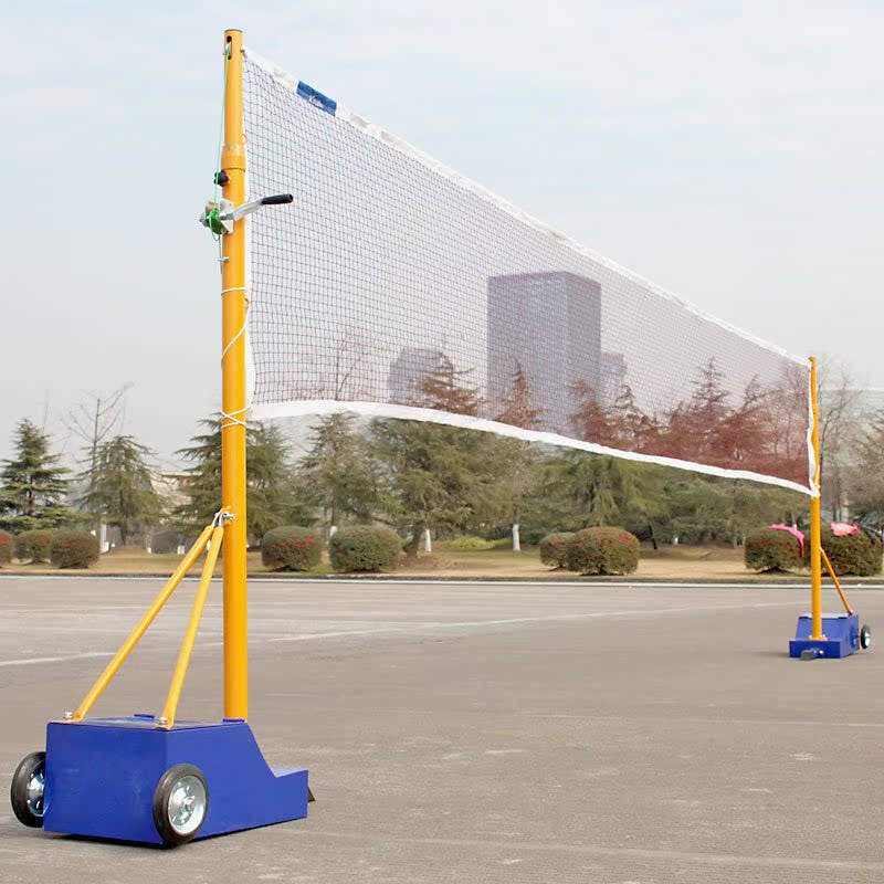 热卖羽毛球架气排球网架二合一 标准移动式羽毛球网架 可升降网柱