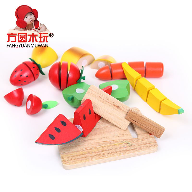 木制切水果玩具蔬菜水果切切看过家家厨房玩具幼儿园儿童 切切乐