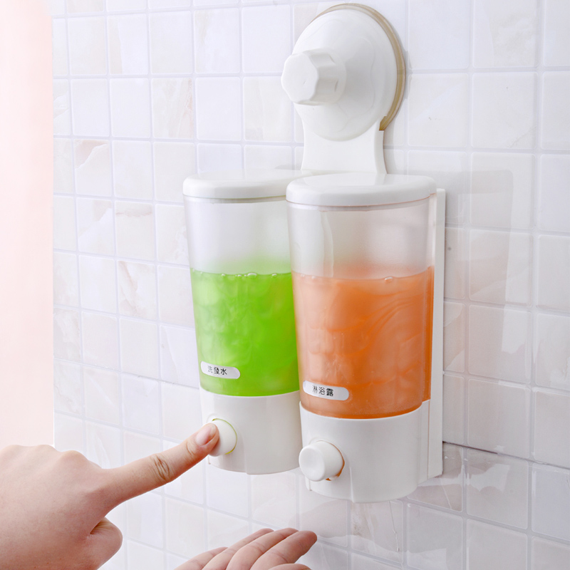 双庆双组吸盘皂液器 酒店浴室壁挂洗发水瓶 洗手液器吸壁乳液器